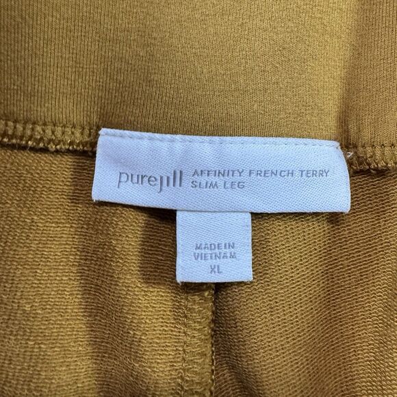 J Jill Affinity French Terry Slim-Leg Stretch Pants Mustard Yellow XL Pockets - Picture 3 of 10